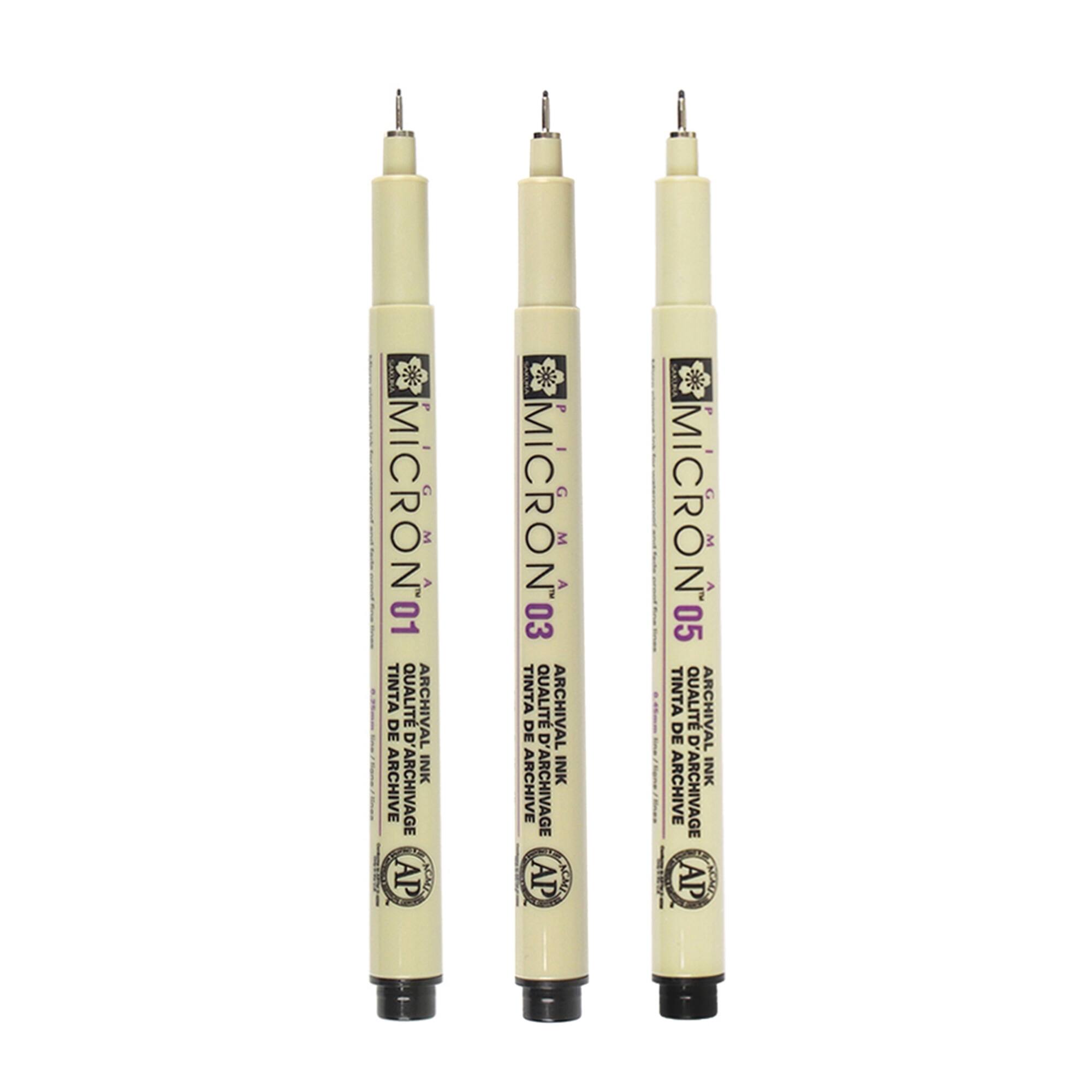 Pigma® Micron™ Fine Line Black 3 Piece Pen Set